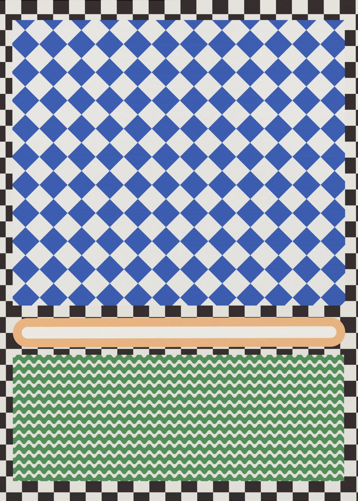 Geometric Pattern With Blue And White Diamonds | Canvas
