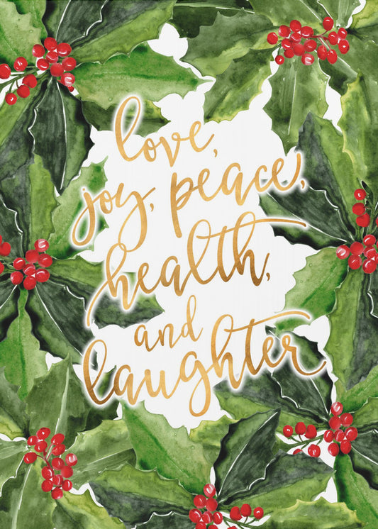 Holly floral art with holiday wishes | Poster