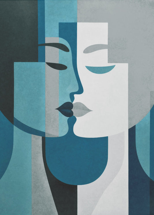 Kiss Me Teal Grey | Canvas