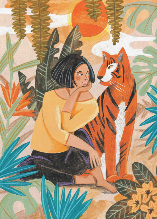 Woman with Tiger | Canvas
