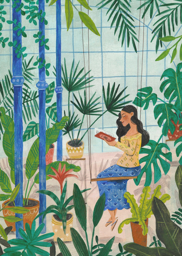 Reading in the plant greenhouse | Canvas