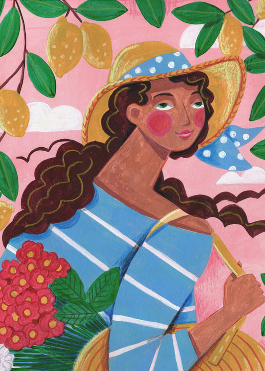 Portrait woman in Amalfi coast Italy | Poster