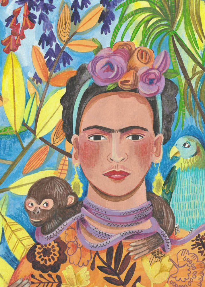 Frida and her parrots | Canvas