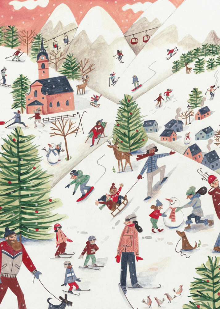 Mountain landscape with houses in the snow | Canvas