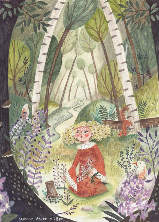 Princess in the forest with flowers | Poster