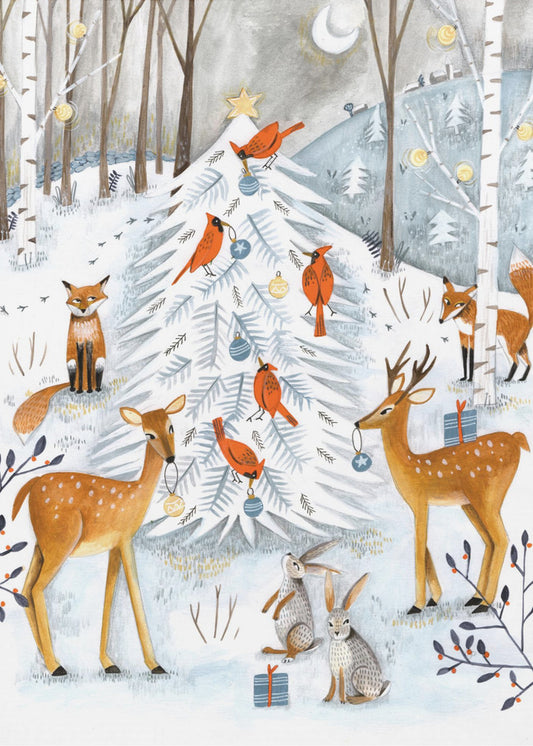 Christmas in the winter animal forest | Canvas
