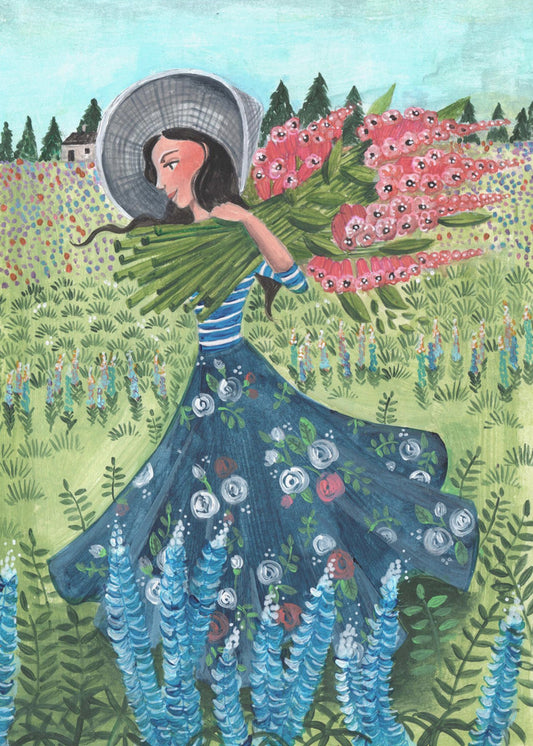 Walking with fieldflowers | Poster