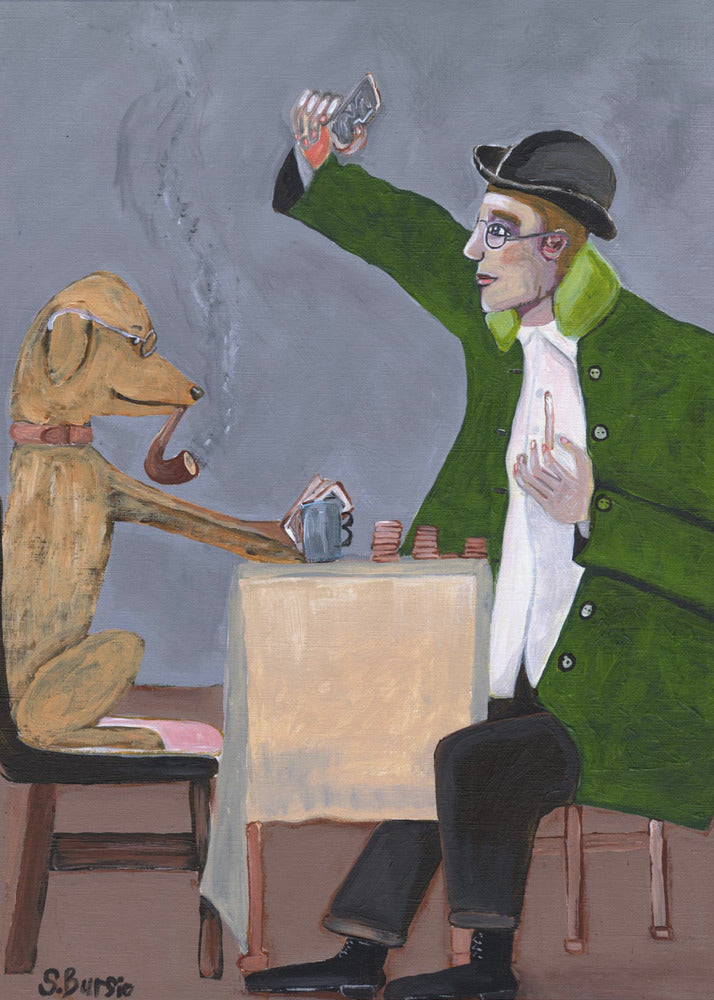 Humour Card Game with Dog Vintage | Poster