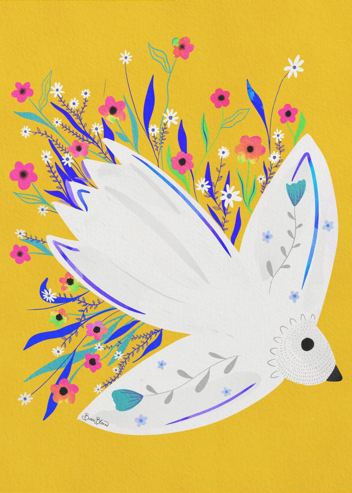 Bird in Flowers illustration | Canvas