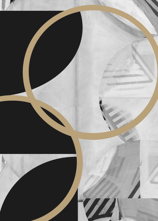 Black and White Stripes Gold Spheres No1 | Canvas