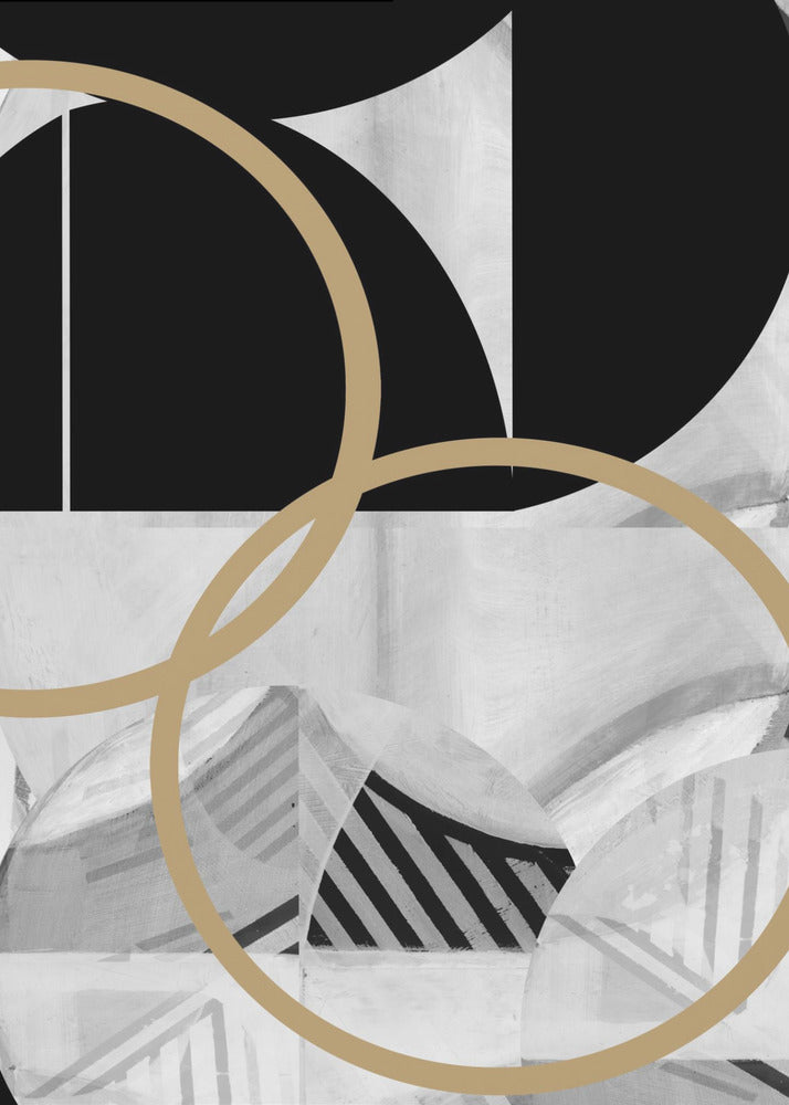 Black and White Stripes Gold Spheres No2 | Canvas