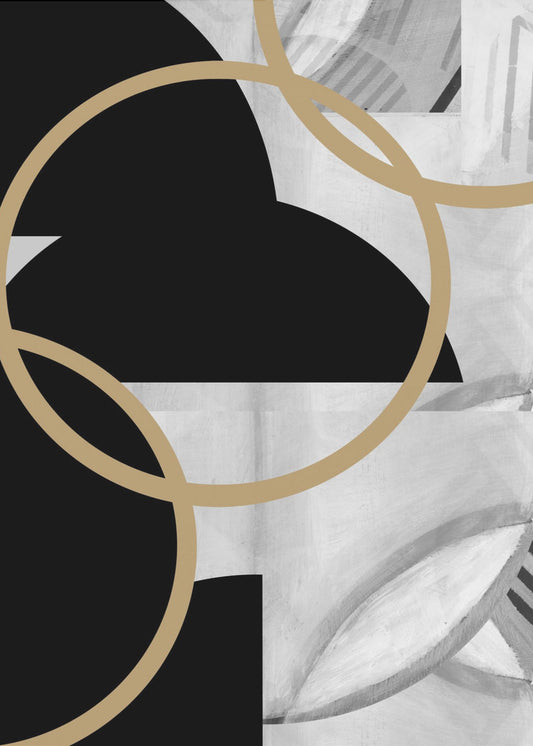 Black and White Stripes Gold Spheres No3 | Canvas