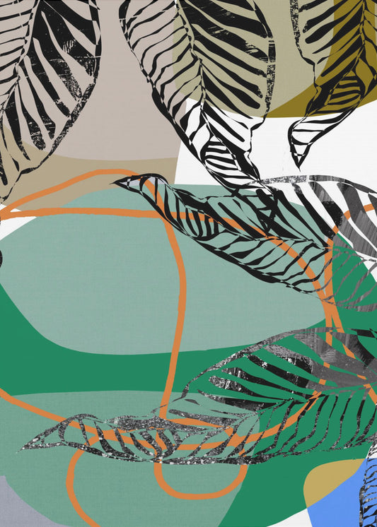 Abstract Black Leaves With Colour No2 | Poster