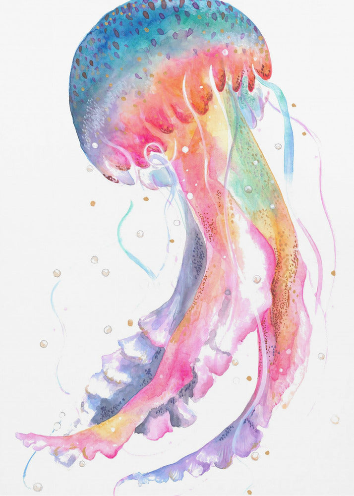 Jellyfish With Rainbow Hues | Canvas