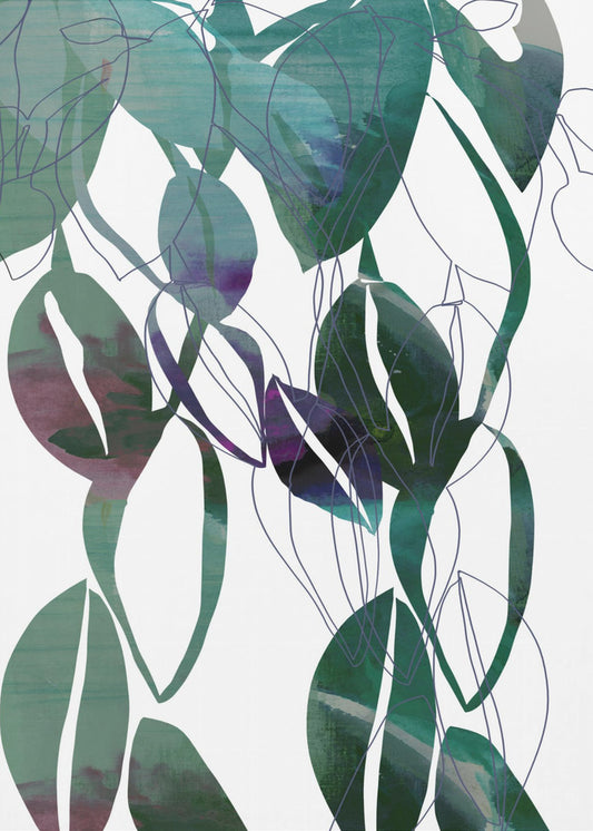 Botanical Leaf Print Art In Navy Blue 4 | Canvas