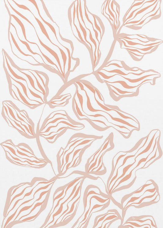 Coral Leaves On A White Background | Canvas