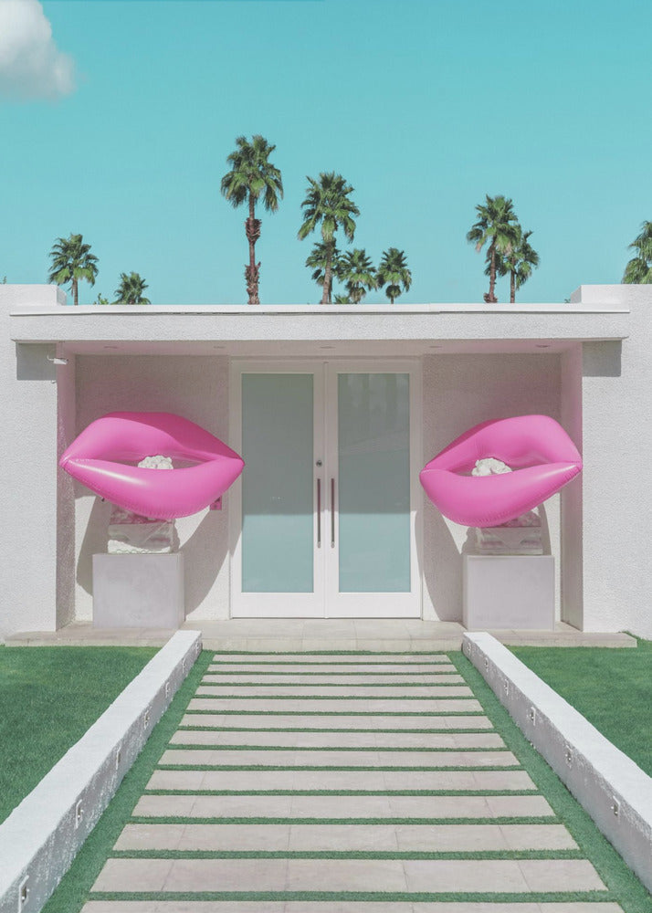 Mid-Century Modern House with Pink Lips | Poster