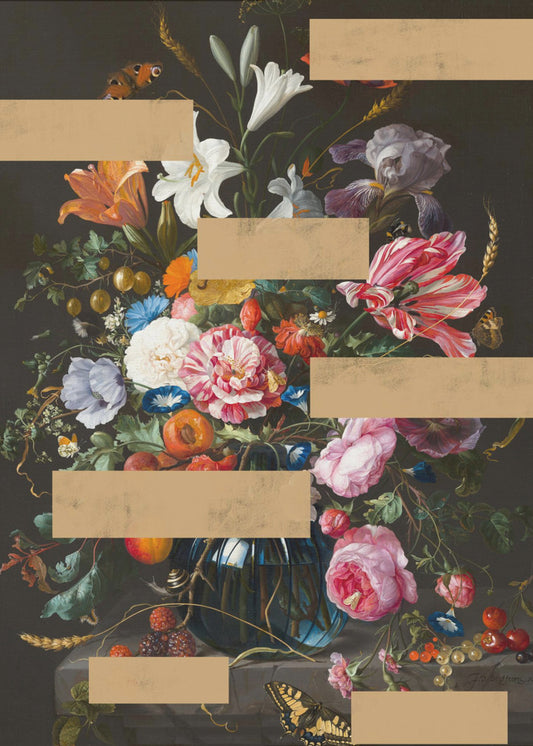 Bouquet of Vintage Oil Painting Flowers, Modern Collage | Canvas