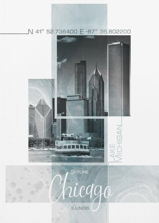 Poster Art CHICAGO Skyline | turquoise marble | Poster