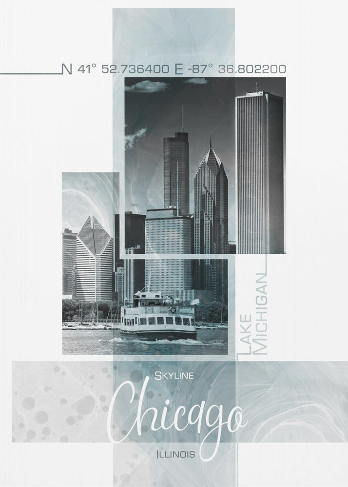 Poster Art CHICAGO Skyline | turquoise marble | Canvas