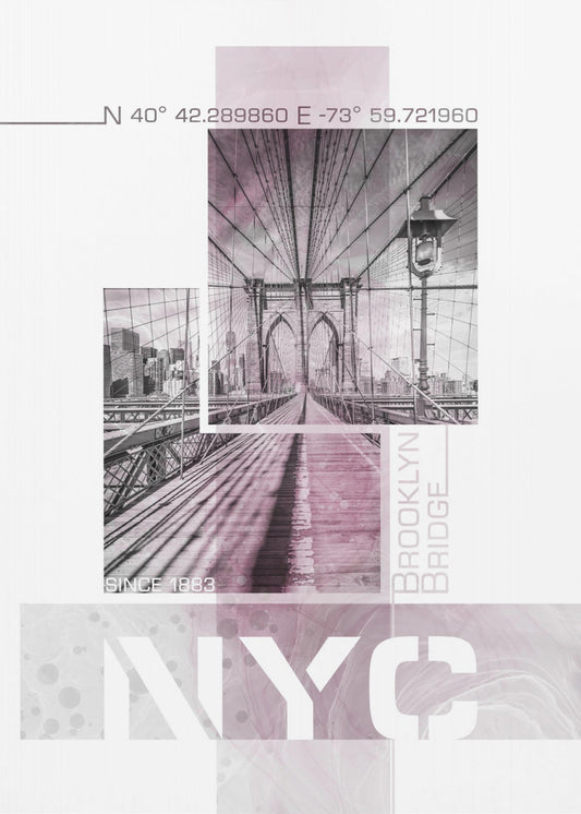 Poster Art NYC Brooklyn Bridge | pink marble | Poster