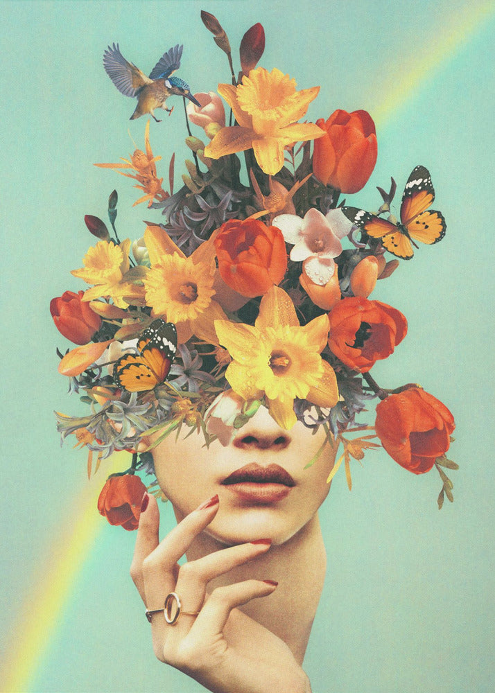 Baby&#039;s in bloom - Rainbow, flowers, birds &amp; butterflies | Poster