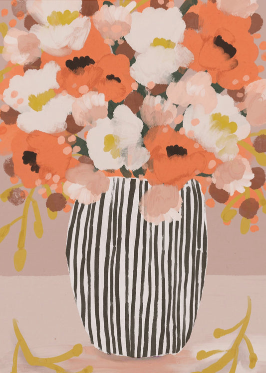 Striped Vase Blooms | Canvas
