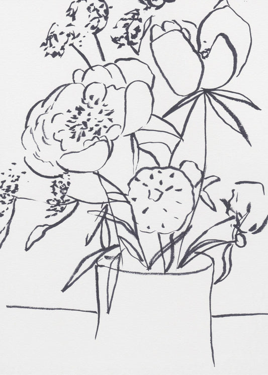 Black and White Floral Large | Poster