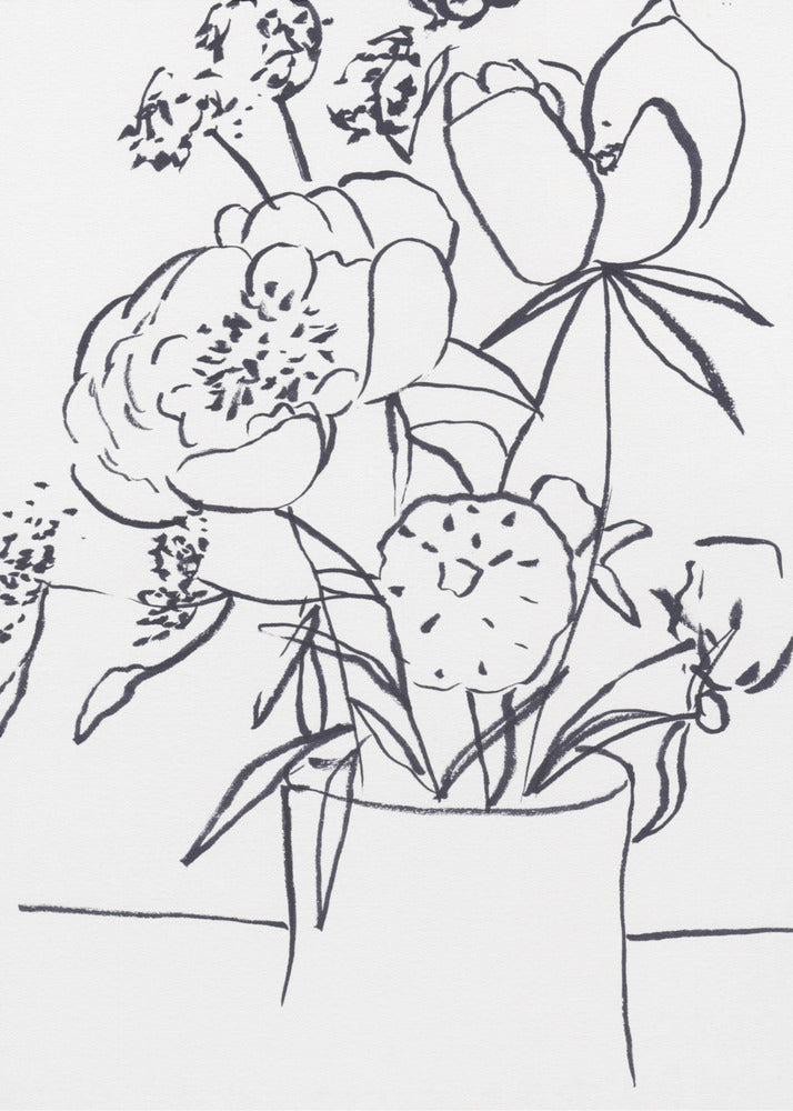 Black and White Floral Large | Canvas