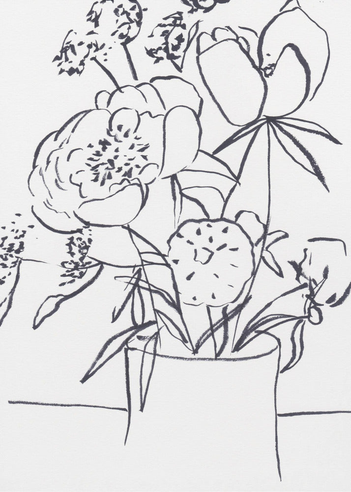 Black and White Floral Small | Poster