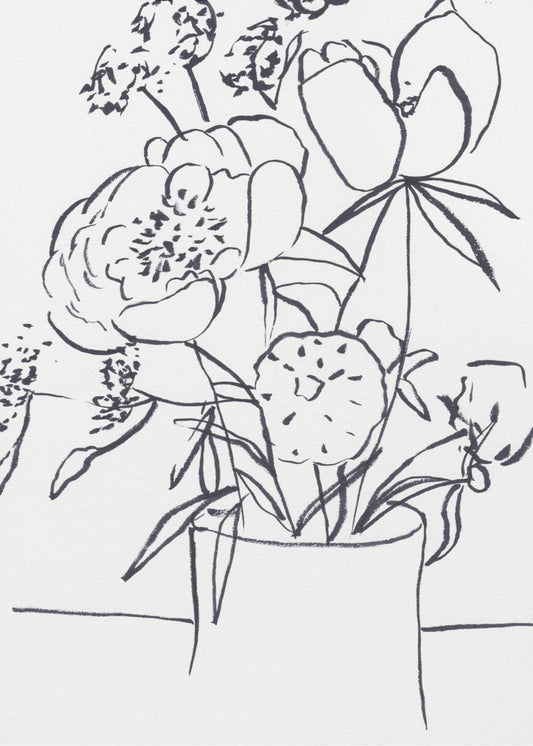 Black and White Floral Small | Poster