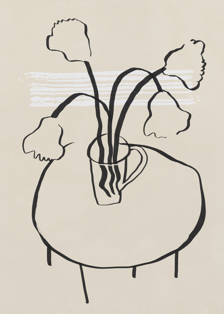 Flower decor on a round table | Canvas