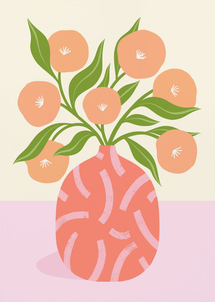 Flowers in Coral Vase | Poster