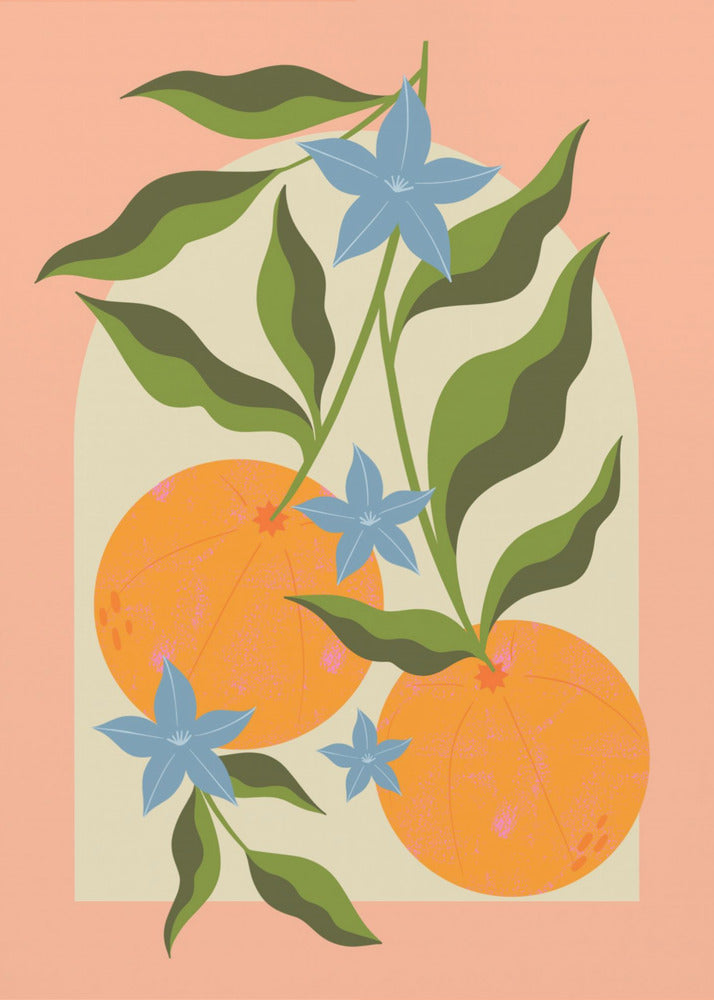 Orange Branch with Flowers | Poster