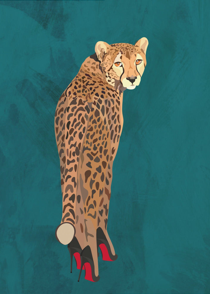 Turquoise cheetah in heels | Poster