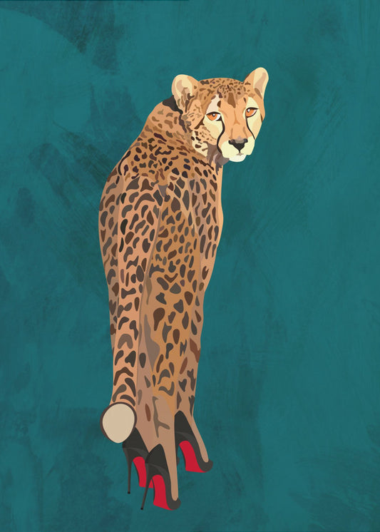 Turquoise cheetah in heels | Poster