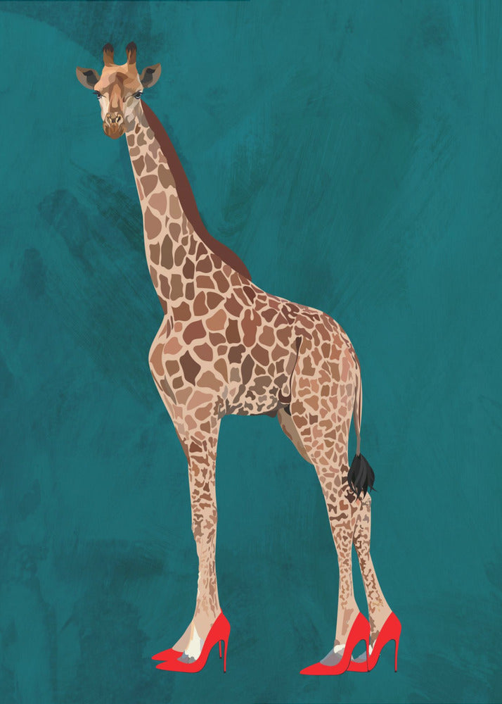 Giraffe turquouise heels | Poster