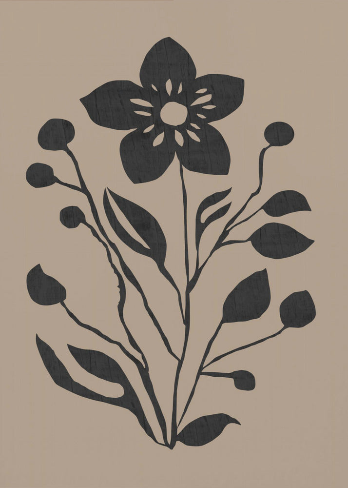 Black Flower Modern Botanical Silhouette | Canvas