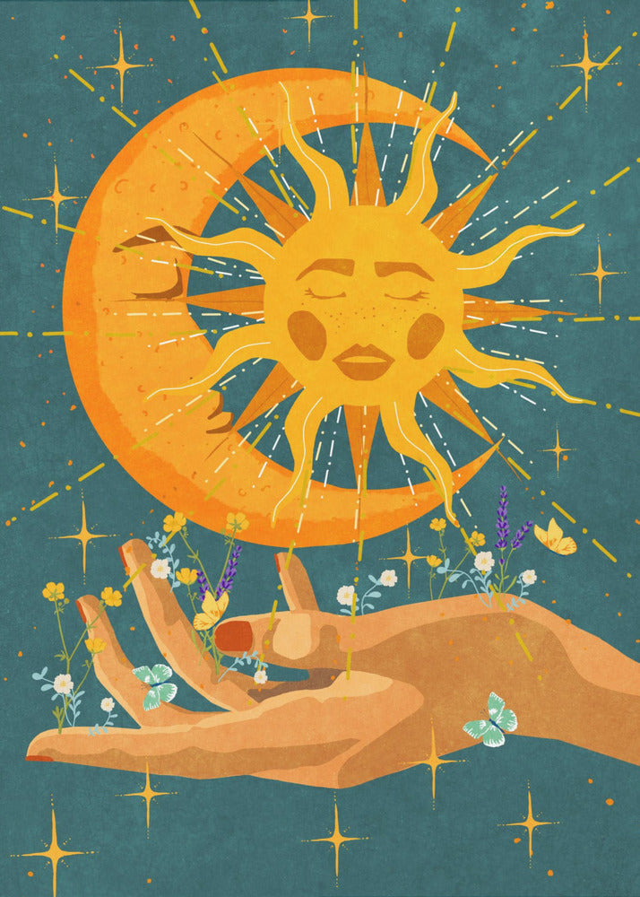 Sun and moon in my hand | Canvas