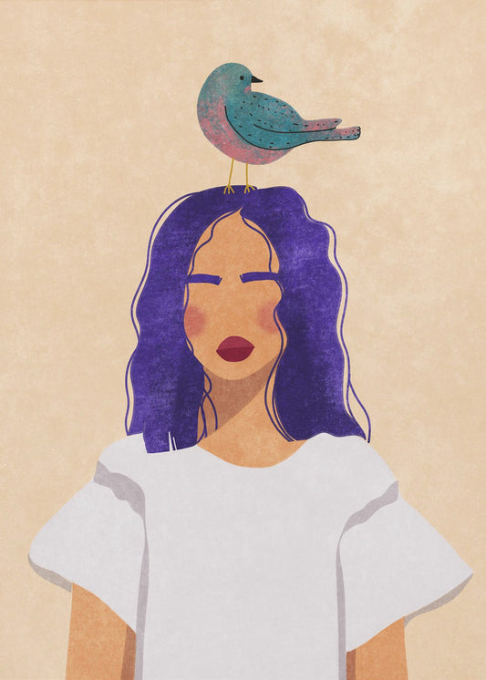 Girl with bird | Poster