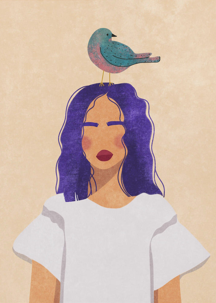Girl with bird | Canvas