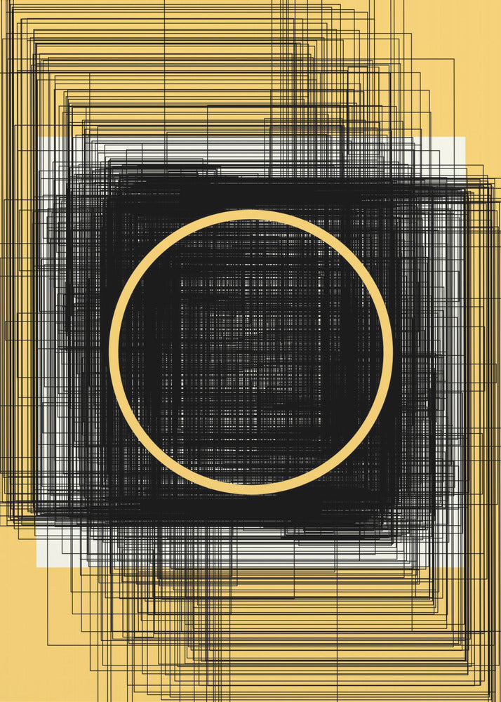 Yellow Circle and Black Lines | Canvas