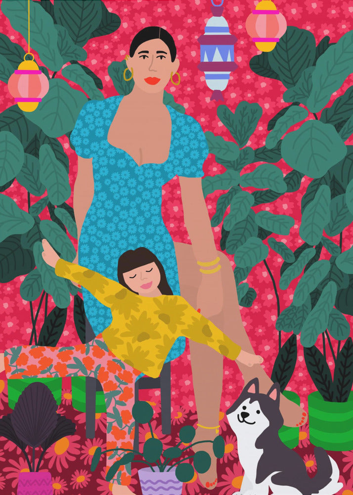 Woman and Child the Garden | Poster