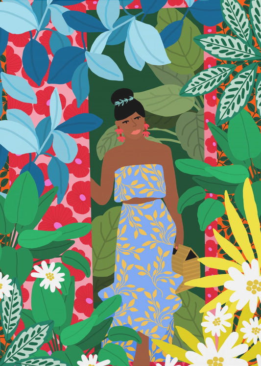 Woman In A Dress With Flowers | Poster