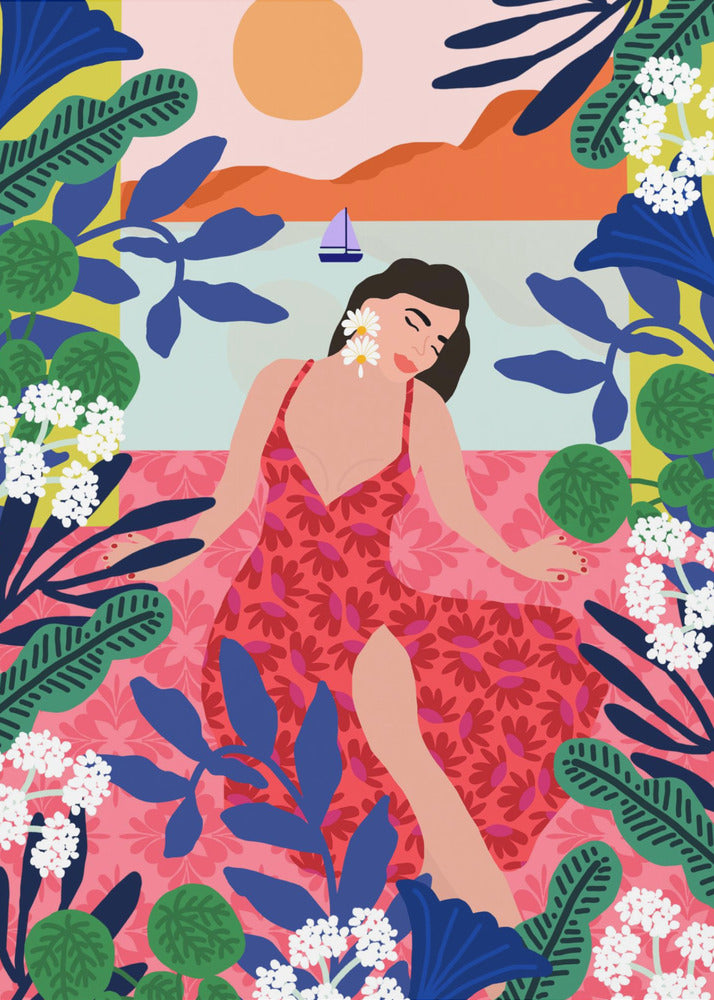 Floral Sunset Girl | Canvas