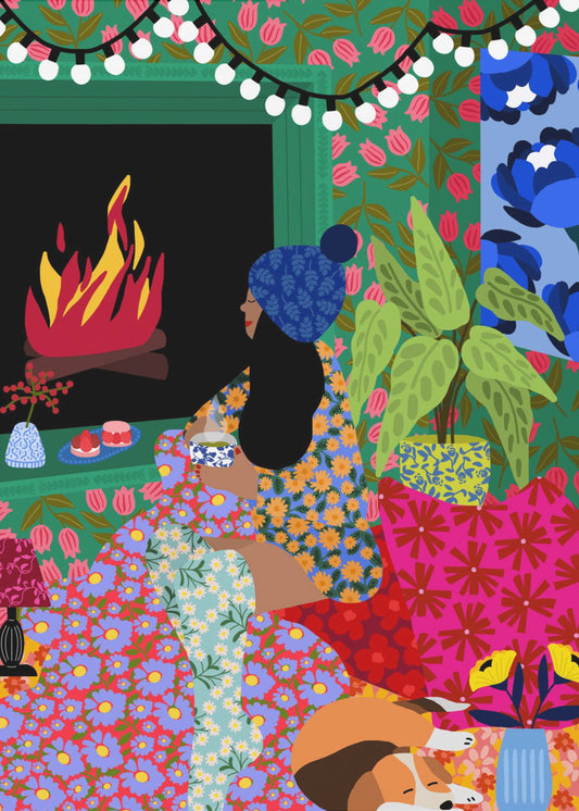 Relaxing In Front of My Fireplace | Poster