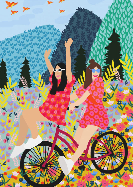 Friends on a bike | Canvas