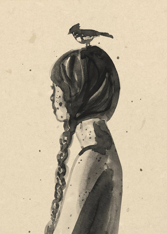 Girl with Bird | Canvas