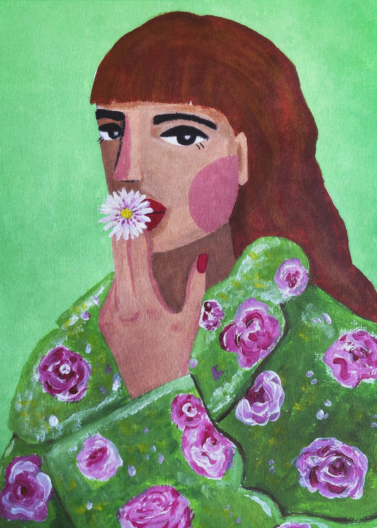 Woman Smoking a Flower | Canvas