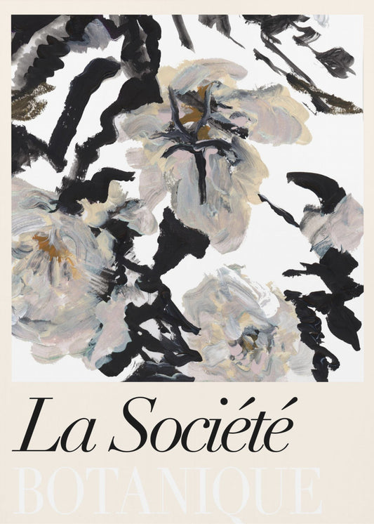 La Société Botanique Balck and White and Cream Flowers 2 | Canvas